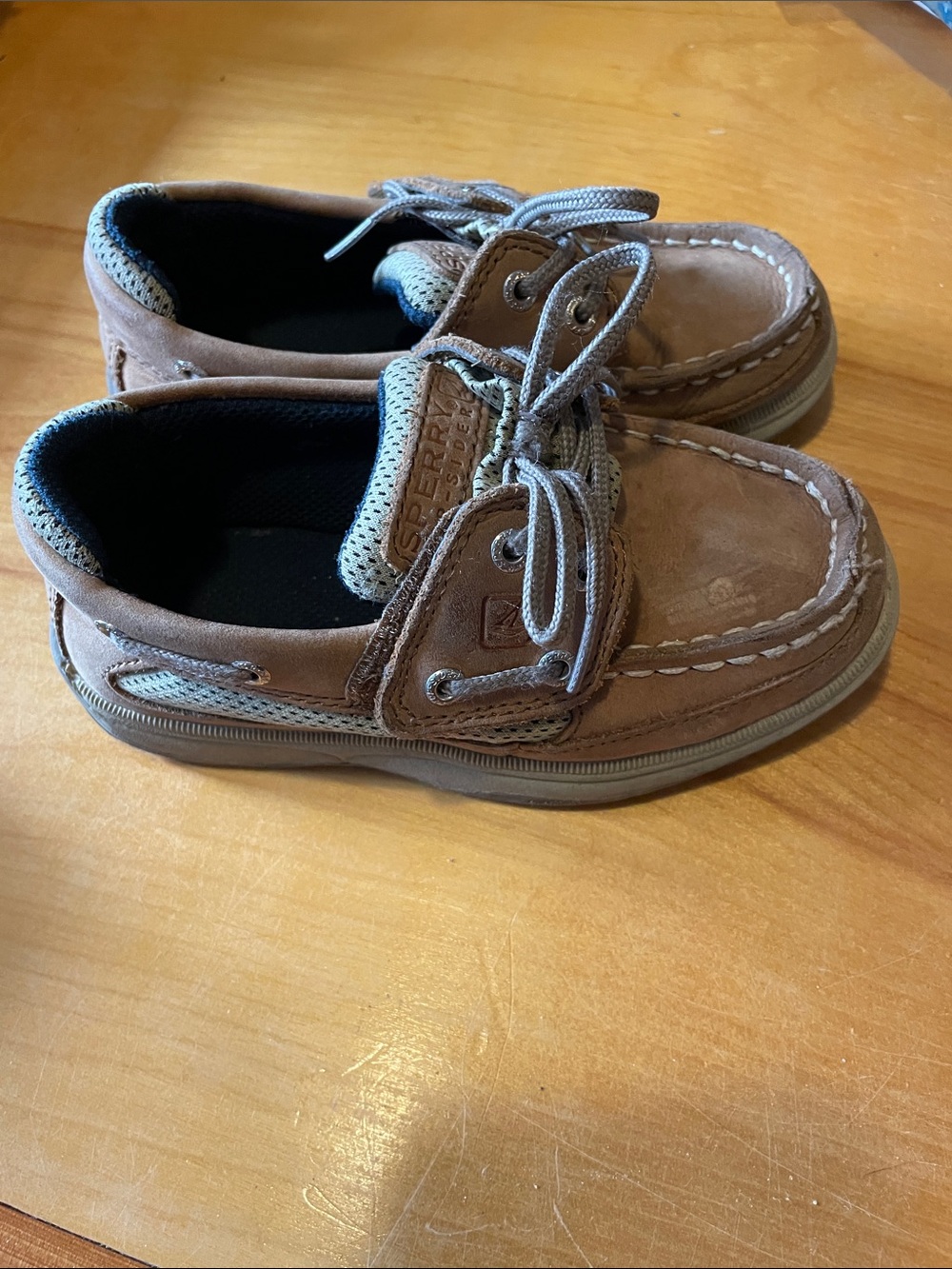 Sperry Kids Tan Brown Moccasin-Style Boat Shoes